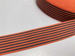 Elastik til undertøj  - 4 cm i stribet i orange / grå